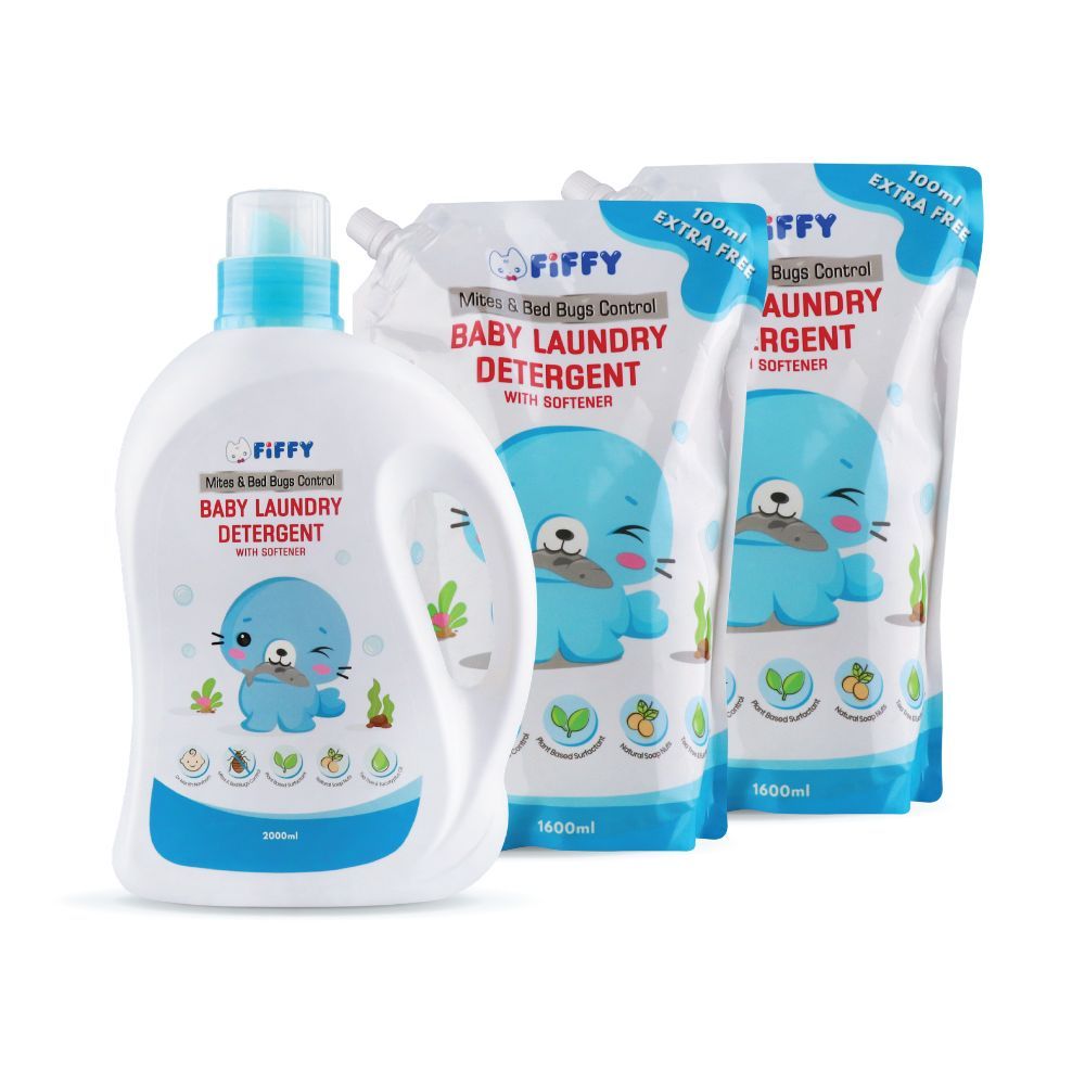 FIFFY MITES & BED BUGS CONTROL BABY LAUNDRY DETERGENT (1 BOTTLE + 2 REFILL PACK) DETERGEN PAKAIAN (FO26004)