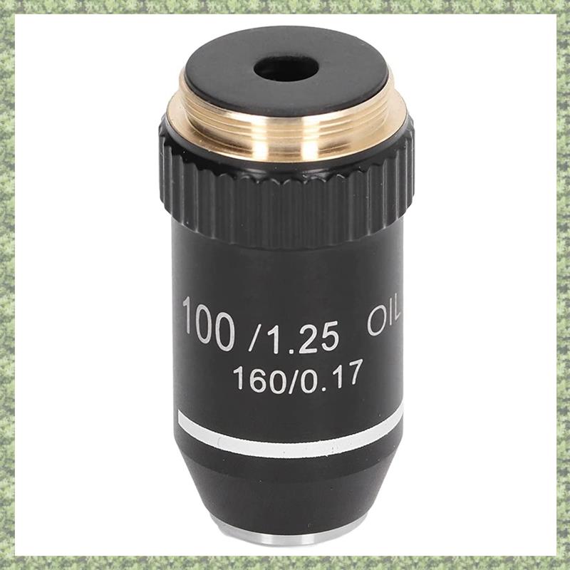 (DXCP) 195 Achromatic Black Objective Lens 100X Oil High Power Objective Interface 20.2mm Thread