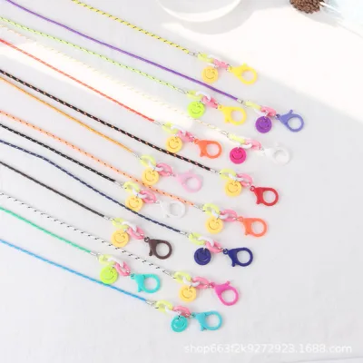 GSDGBFT Cute Adjustable Protect Ears Smiley Shape Anti-lost Chain Glasses Chain Glasses Rope Glasses Neck Lanyards