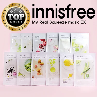★innisfree★ My Real Squeeze beauty Mask EX New Packaging 20ml / Green tea seed serum 1ml x 3 /TOPKOREA
