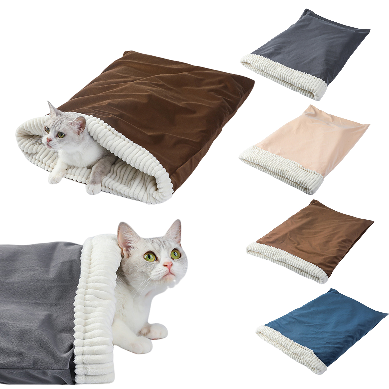 Comfortable Pet Sleeping Bag Velvet Pet Sleeping Bag Cozy Cat Sleeping Bag with Plush Velvet Lining Perfect Winter Cave Bed for Kittens and Ferrets Warm and Comfortable Pet Bed