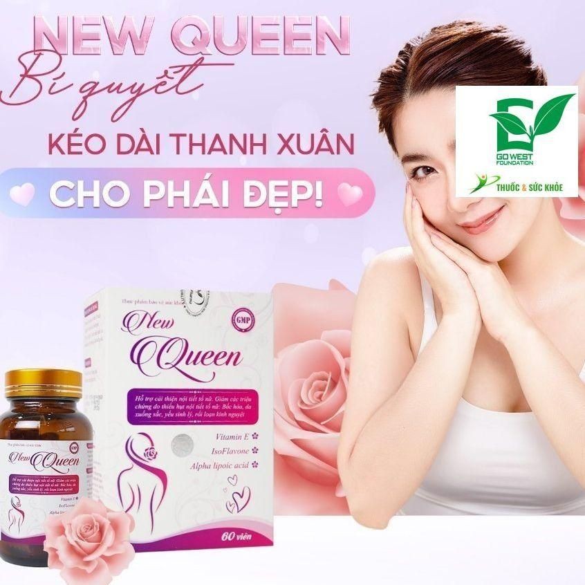 [chính hãnġ] Viên Uống New Queen - Cải Thiện Nội Tiết Tố Nữ, Giảm Bốc Hỏa - Hộp 1 Lọ x 60 Viên /