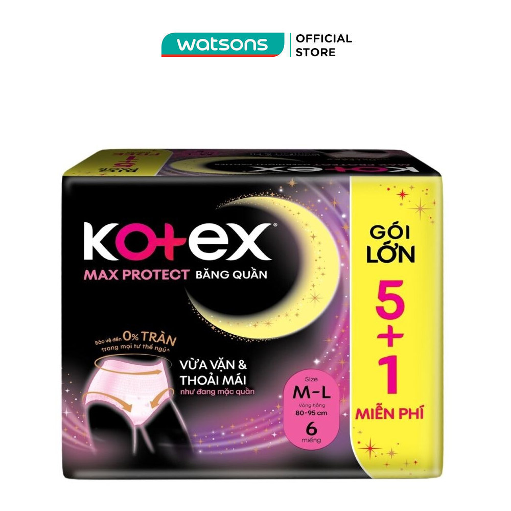 Băng Vệ Sinh Dạng Quần Kotex Max Protect Size M/L 5+1 Miếng