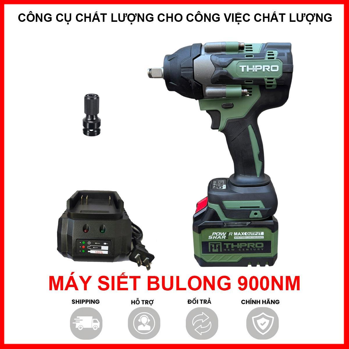 Máy siết bulong THPRO 900Nm Pin 15 Cell Xịn Lực siết 900Nm Động cơ không chổi than chân pin phổ thông vặn bu lông