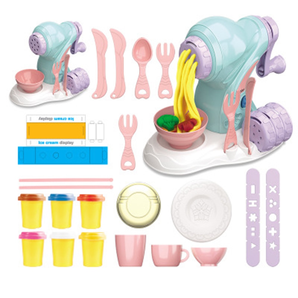 Tự làm bột đất sét máy làm kem thủ công cây cắt sợi mì khuôn chơi Kit plasticine DIY bánh playdough Đồ chơi Bộ đồ chơi nhà bếp