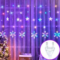 Abenkle 3.5M 138 Leds Elk Snowflake Star Curtain String Lights Polaris Lights with 8 Modes for Indoor Outdoor Home Garden Christmas Halloween Wedding Party Curtain Decoration