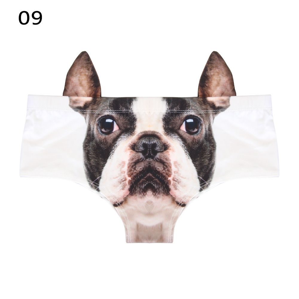 UIOKJEA Nâng lên Bull Dog Cheetah Mèo lợn Quần lót nữ Đồ lót Loài vật in 3d