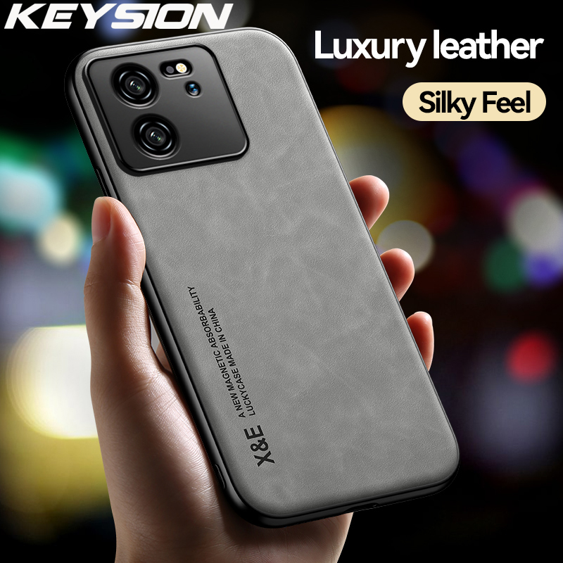 Keysion retro sang trọng Ốp da cho Xiaomi 13t 13t Pro 5G silicon mềm + PC điện thoại chống sốc Ốp lưng cho Redmi K60 siêu