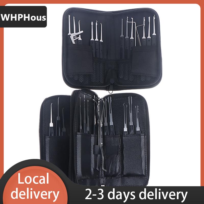 WHPHous 15 17 24pcs cổ điển Thép không gỉ Công cụ khóa xe hơi di động mở khóa Kit túi đa chức năng lockpick công cụ