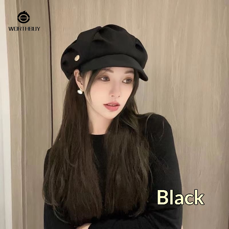 หมวกเบเร่ต์สีดำสำหรับผู้หญิงหมวกลายเมฆขนาดใหญ่สำหรับฤดูใบไม้ผลิและฤดูใบไม้ร่วงแบบใหม่เหมาะสำหรับคนหน้ากลมหมวกทรงแปดเหลี่ยมสำหรับผู้หญิง ราคา 67 บาท*ส่งฟรี