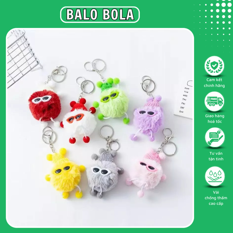 Móc khóa banh xù mini dễ thương, móc khóa nhồi bông cute, móc khóa thỏ bông phụ kiện cặp sách