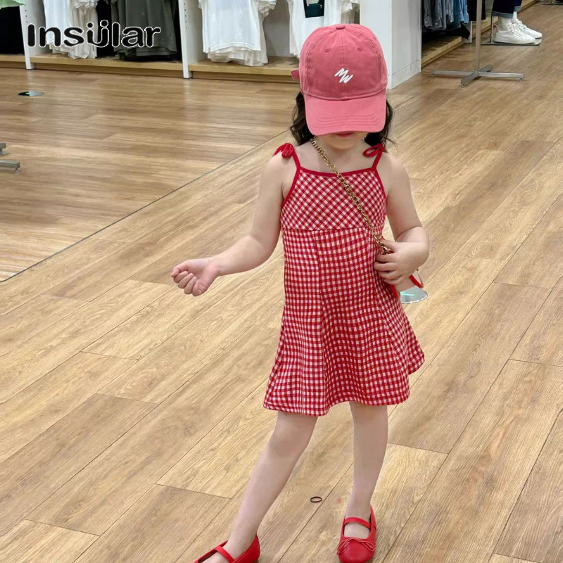 LS ใหม่สไตล์เกาหลีแฟชั่นแขวนชุดสำหรับฤดูร้อนของเด็ก,ชุดสาว,กระโปรงสั้นขี้เล่น,ขนาดเล็กและสด,ลดน้ำหนักออก ราคา 129 บาท*ส่งฟรี