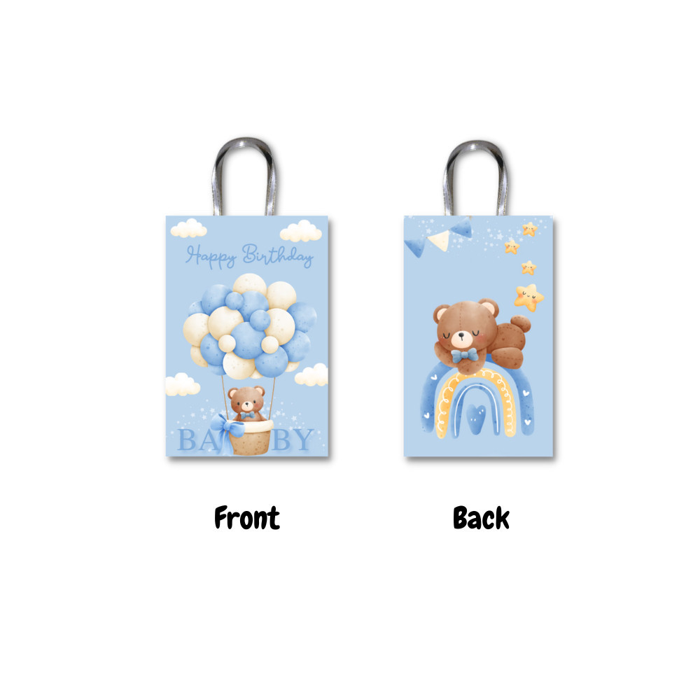 DC V3BEAR-001 Light Blue Happy Birthday Theme Mini Candy Bag Decorations Giveaway