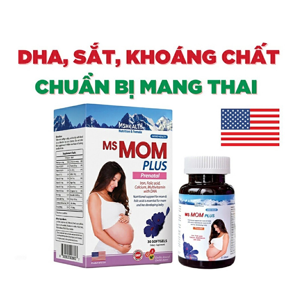 Bổ Sung DHA, Sắt, Calci, Vitamin, Khoáng Chất Cho Phụ Nữ Chuẩn Bị Mang Thai, Cho Con Bú Ms Mom Plus