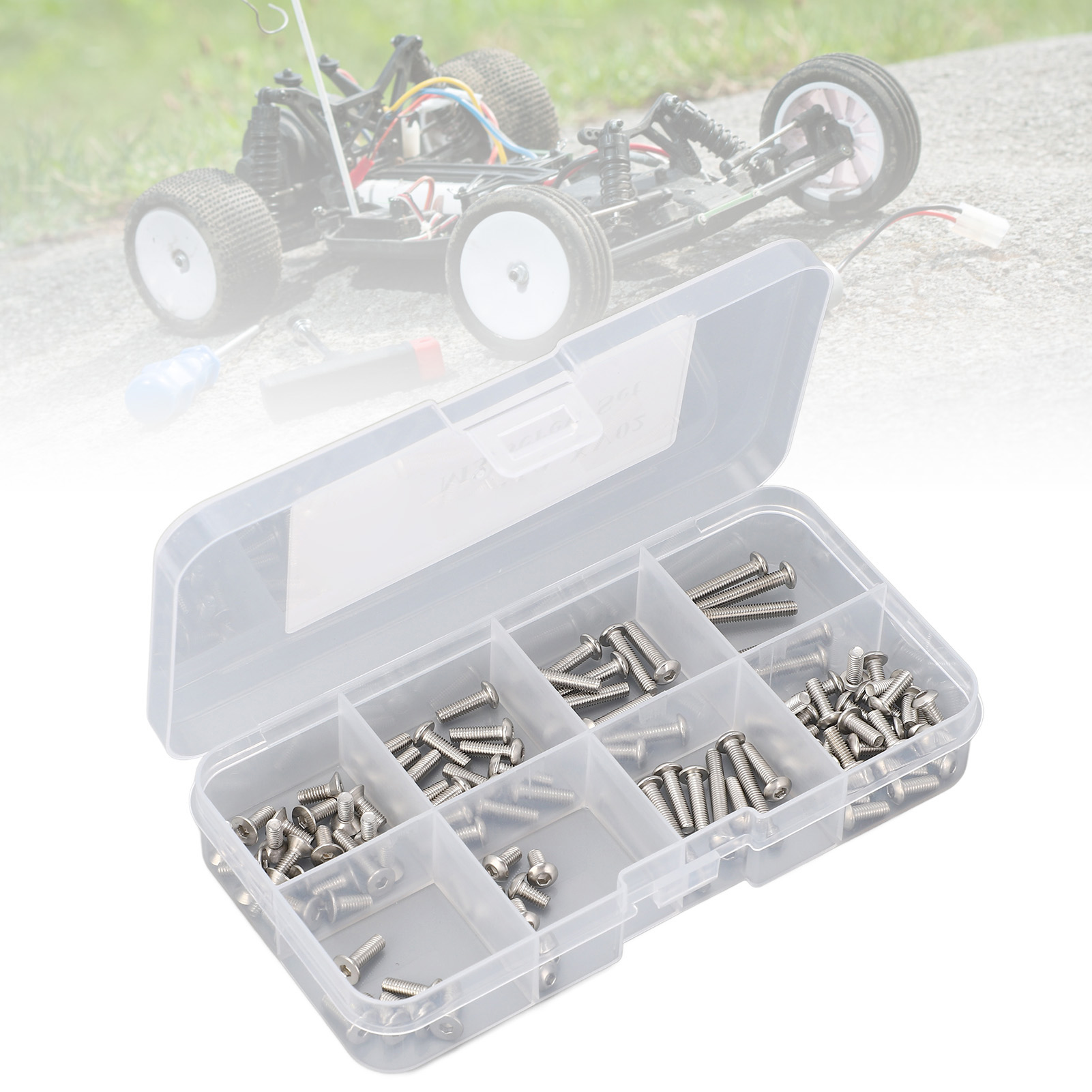 Xe hơi điều khiển từ xa bu lông lục giác đặt thép không gỉ M3 RC Các loại vít kit công cụ sửa chữa với hộp lưu trữ cho XV 02