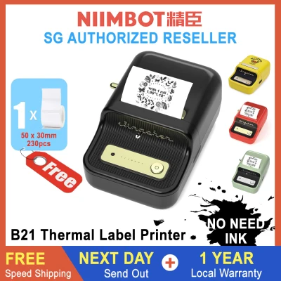 Niimbot B21 Thermal Label Printer Wireless Bluetooth Portable Inkless Printer Sticker Label Price Tag Maker No Ink Need for Android iOS iPhone [Local Warranty]