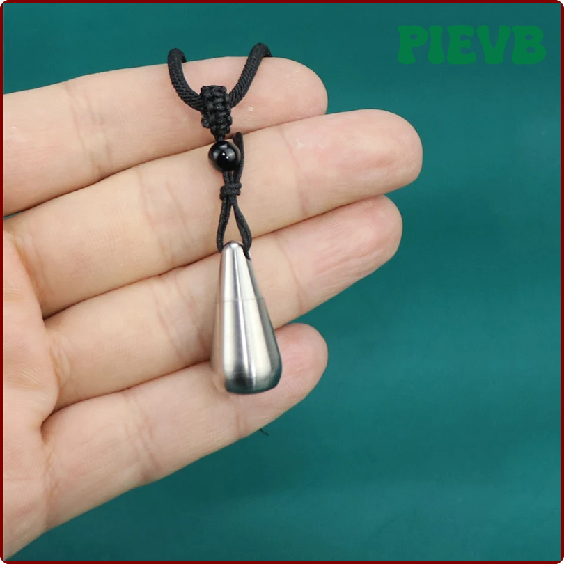 Pievb Mini Y Hộp đựng thuốc Titan nguyên chất Mặt dây chuyền giọt nước Nhỏ Lọ đựng thuốc không thấm 