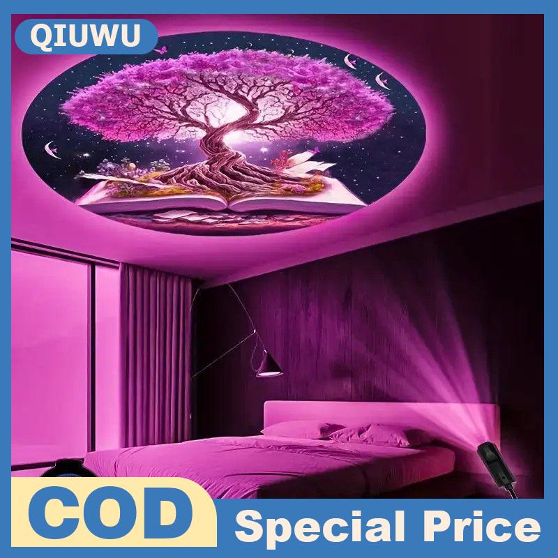 QIUWU Cây của cuộc sống chiếu ánh sáng cho phòng tuyệt USB xách tay Trần đêm đèn với thư giãn mô hình ngôi sao