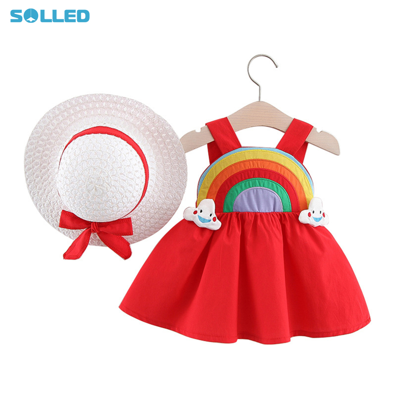 Toddler Baby Girls Tutu Dress Cotton Comfortable Sleeveless Backless Princess Flower Sundress With Straw Hat Set ราคา 172 บาท*ส่งฟรี