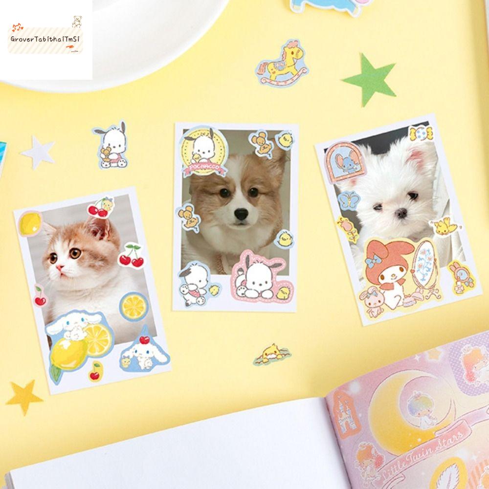 GROVERT Phong cách Nhật Bản Sách nhãn dán kuromi Guka Miếng dán cinnamoroll Gooka Dễ thương Cuốn sách dán giai điệu của tôi Bé gái