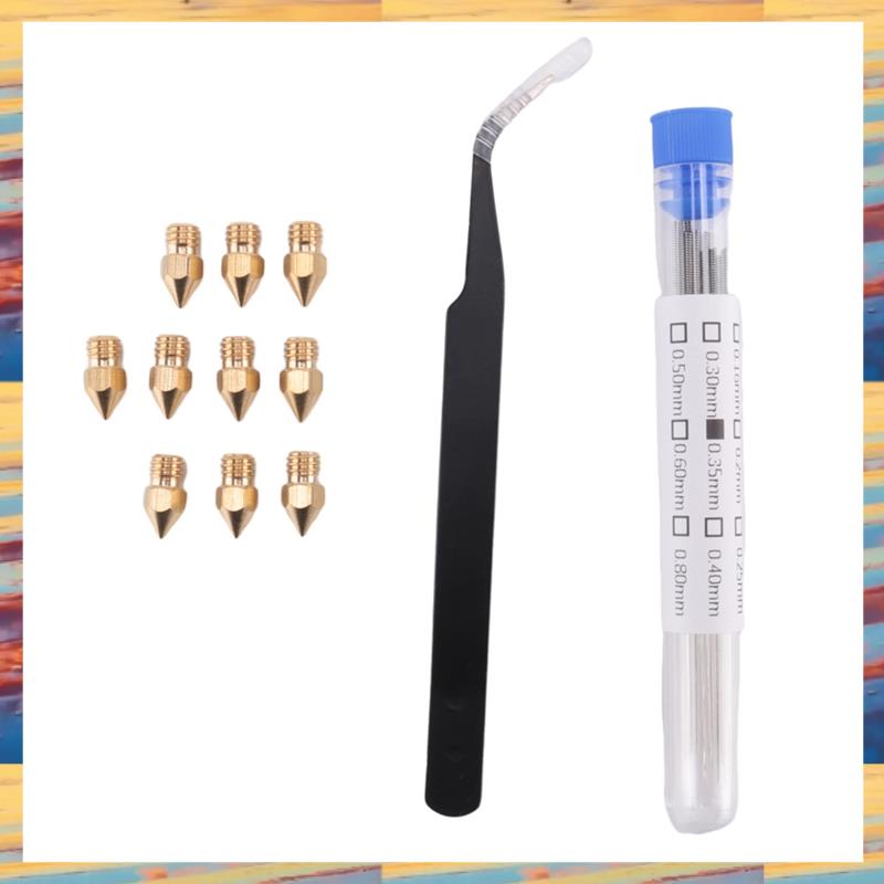 (ZWNA) 21 Pieces 3D Printer Nozzle and Cleaning Kit 0.4 Mm Mk8 Nozzles 0.4 Mm Needles and 1 Pack Twe