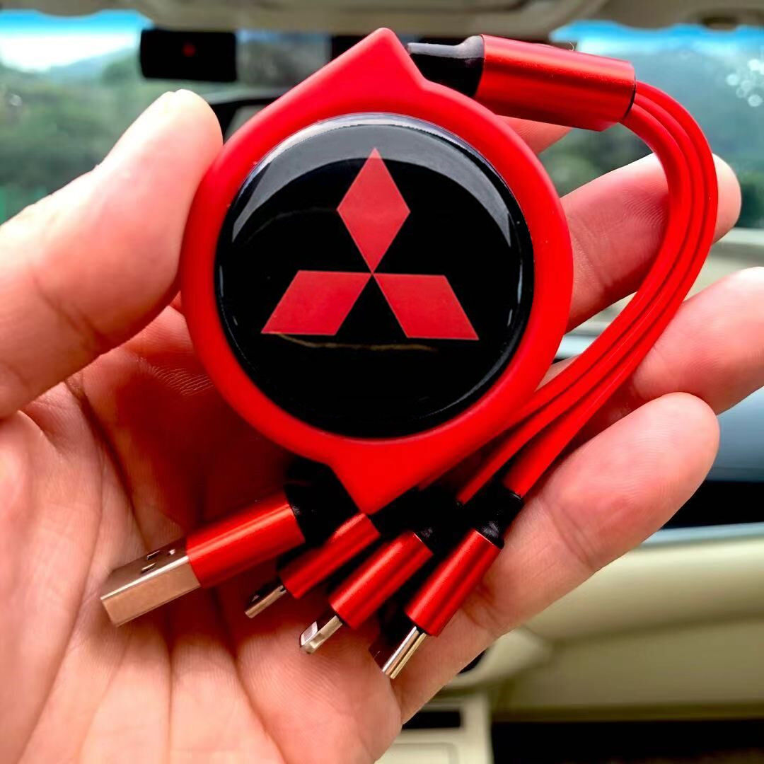 SCH Mitsubishi 3 in 1 USB Cable Fast Charging Retractable Type C Micro Data Cable for Outlander Xpander ASX Lancer Outlander Mirage G4 ราคา 326 บาท*ส่งฟรี