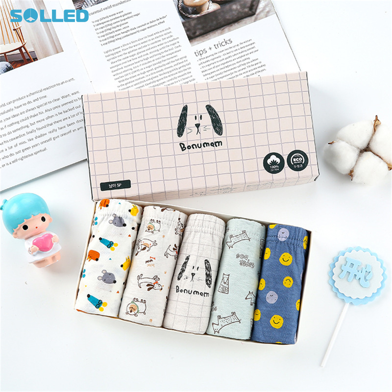 Little Boys Cotton Briefs Cute Cartoon Pattern Soft Comfortable Breathable Toddler Underwear 5 Packs