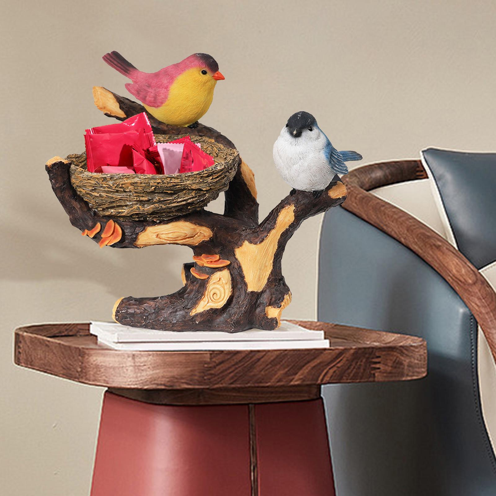 CCGenius Creative Bird Statue Tray Ornament Collectable Basket Crafts Box Modern Keys Storage Figurine for Bar Tabletop Gift Door Home