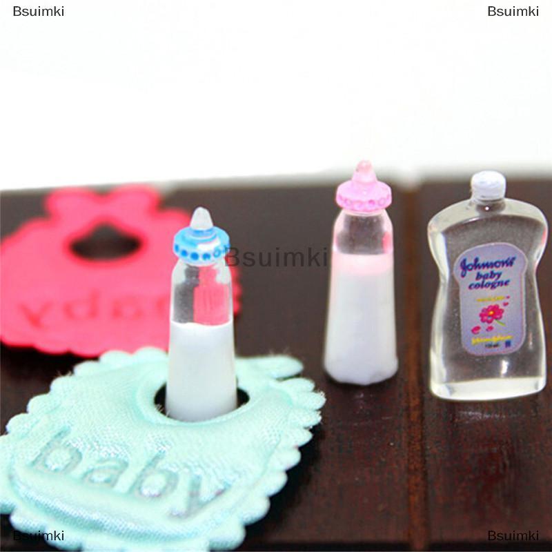[COD] Bsuimki 1:12 bình sữa trẻ em hình Nhà búp bê Bộ yếm dầu gội đầu Quà Tặng phụ kiện nhà trẻ