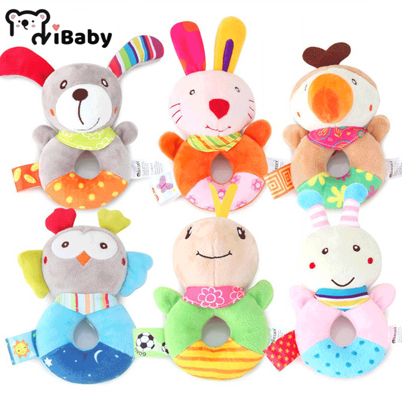 Baby Plush Rattle Cartoon Animals Crib Mobile Bed Bell Toys 0