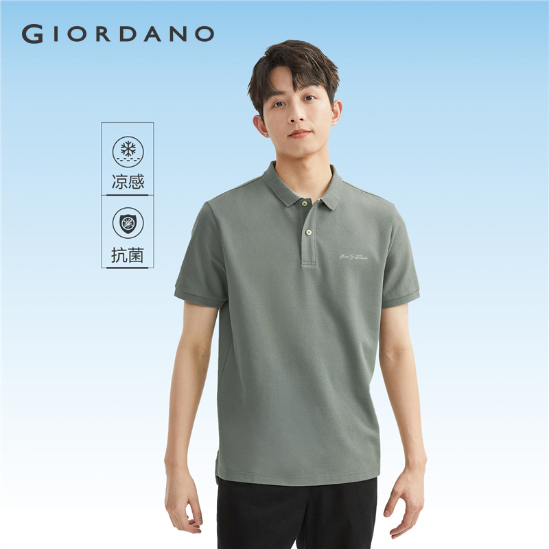 GIORDANO Nam Áo Sơ Mi Polo Làm Lạnh Thêu Chữ Mùa Hè Áo Polo Nữ Tay Ngắn Thời Trang Áo Sơ Mi Polo 01014381