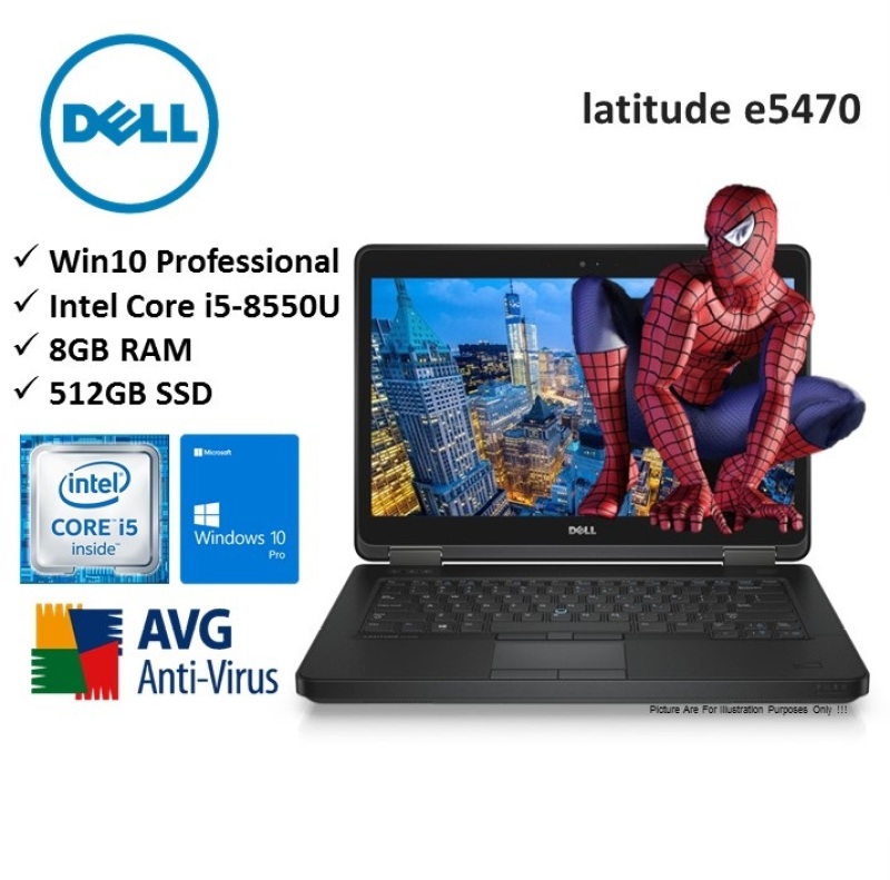Refurbished-Dell Latitude E5470 14inch Home & Business Notebook Laptop Quad Core i5-6300U 8GB 512GB SSD Win10 Professional 64Bit