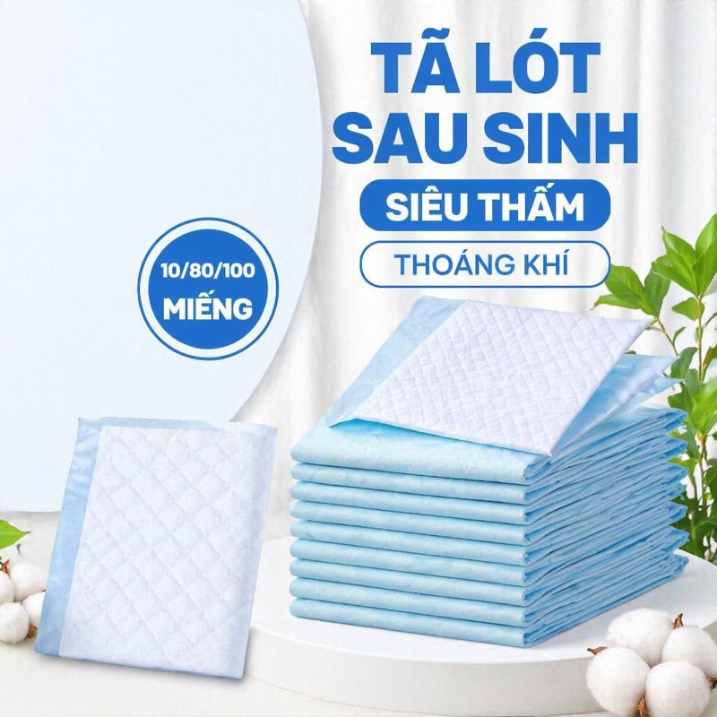 bỉm sau sinh miếng lót tã tấm lót em bé chất liệu mềm thấm nhanh thoáng mát 10 80 100 chiếc sử dụng cho gia đình