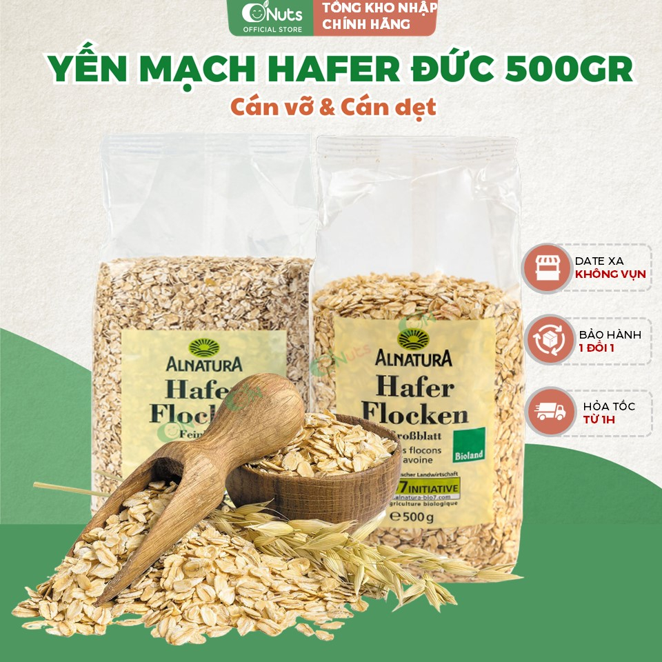 Yến Mạch Đức Hafer Flocken 500g – Yến mạch Cán Vỡ và Cán dẹt nguyên chất cho người tiểu đường, ăn kiêng, giảm cân