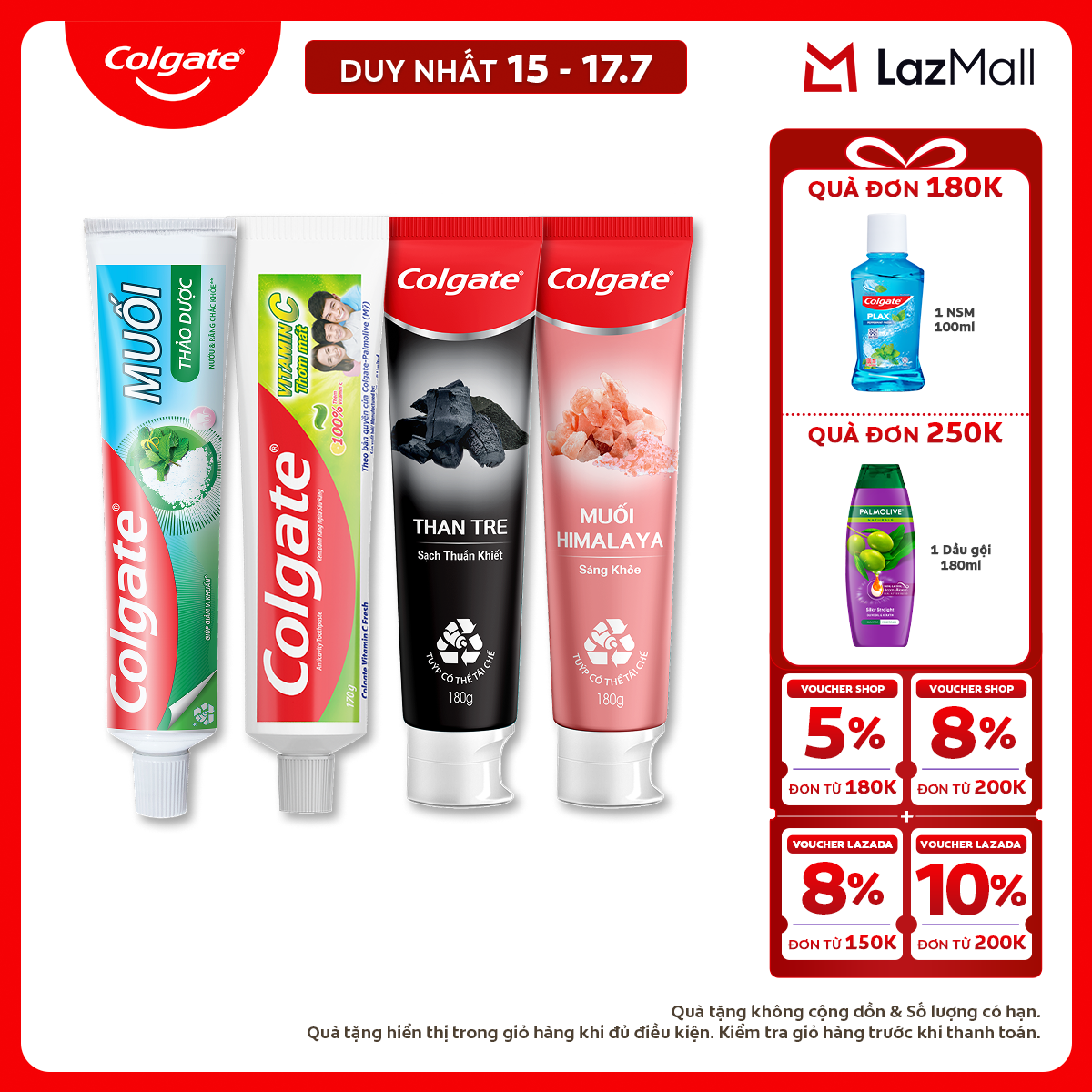 [Chỉ 15-17.7_X2 Voucher giảm đến 18%] Bộ sưu tập các vị kem đánh răng Colgate từ thiên nhiên