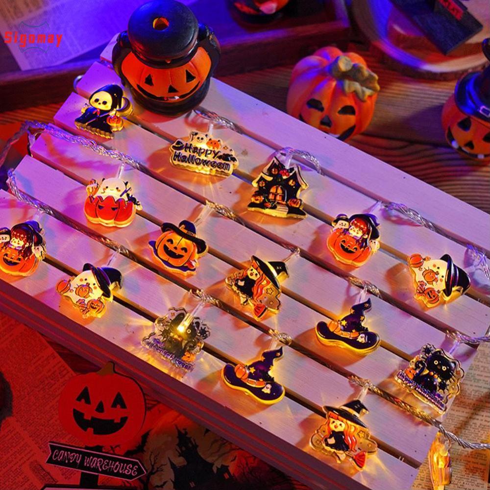 Sigomay 1.5m 10led bữa tiệc Halloween dây đèn LED ma bí ngô phù thủy Halloween bữa tiệc Halloween hạnh phúc bữa tiệc Halloween Trang trí nội thất cho nhà