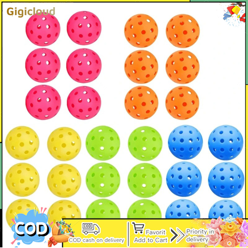 6pcs/set Luminous Pickleball Ball 40 Holes High Visibility Glow In The Dark Pickleball With Mesh Bag For Grown-ups Kids ราคา 145 บาท*ส่งฟรี