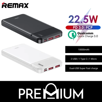 REMAX RPP-237 Pure II Series 10000mAh 22.5W QC+PD Fast Charging Power Bank 10000 mAh PowerBank Portable Charger Charging Battery Compatible with Xiaomi Samsung iPhone Huawei