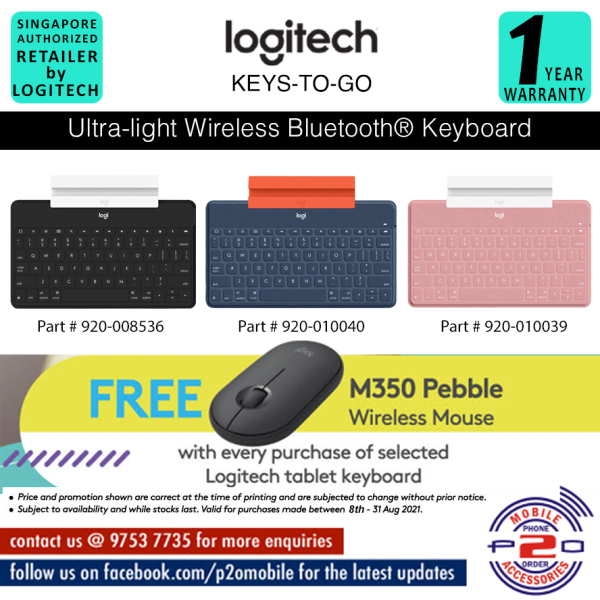 FREE Logitech M350 Pebble Wireless Mouse with Purchase of LOGITECH Keys To Go Bluetooth Keyboard Singapore