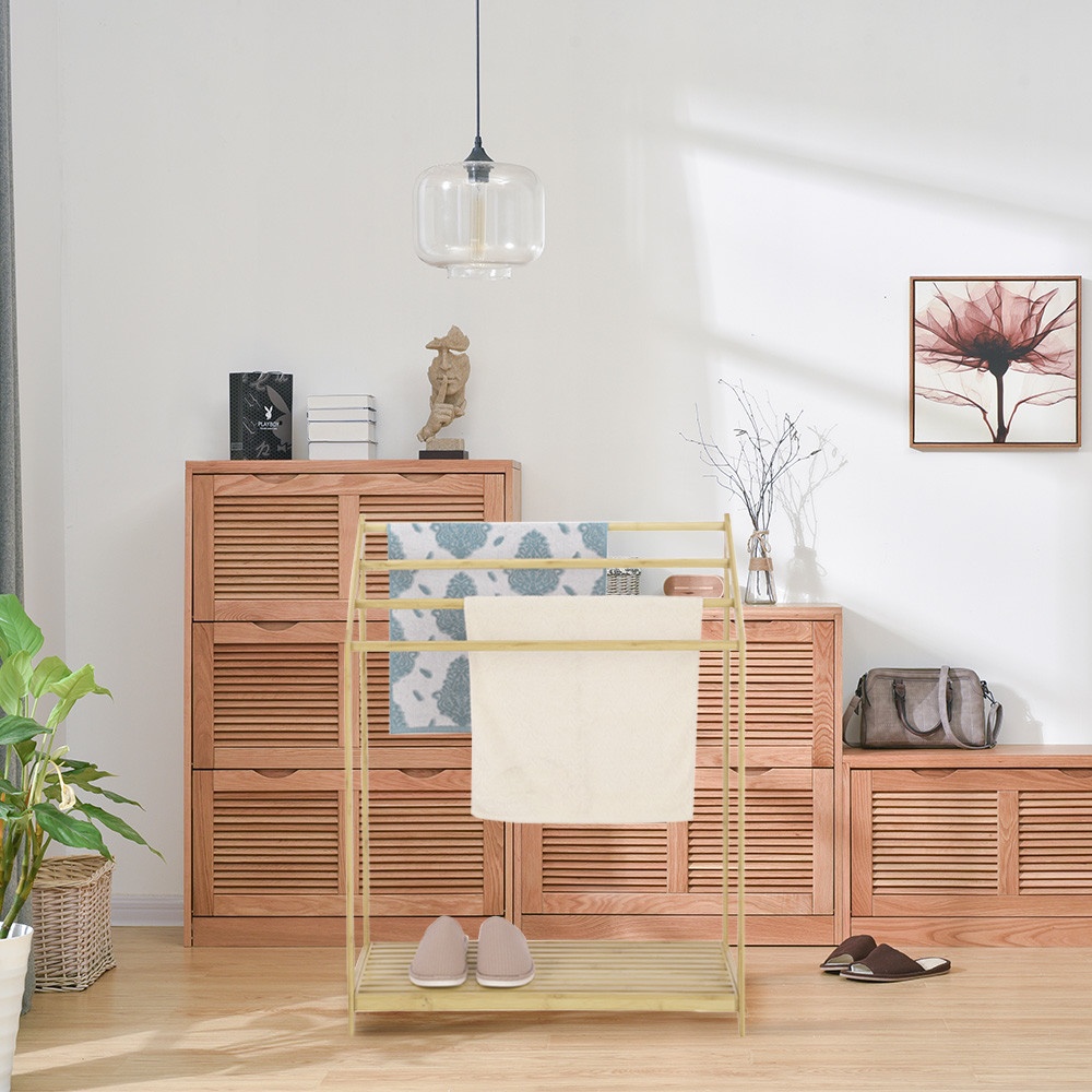 Global House SAKU ราวพาดผ้าพร้อมชั้นวาง STC01 70×31×90ซม. สีน้ำตาล รับประกันของเเท้! ราคา 959 บาท*ส่งฟรี