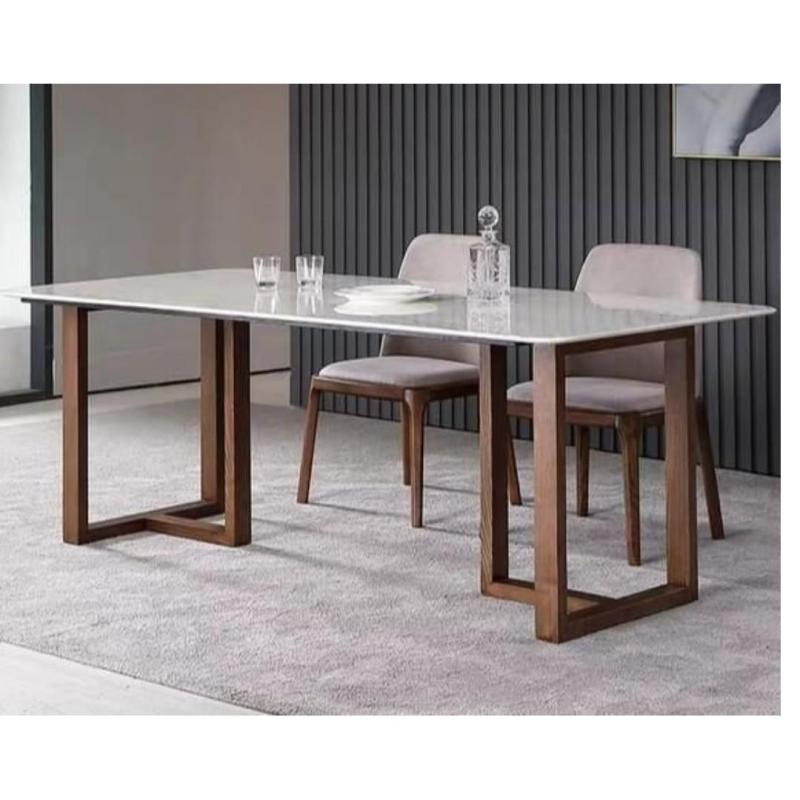 TMDT 23 Marble Table w Solid Wood Leg