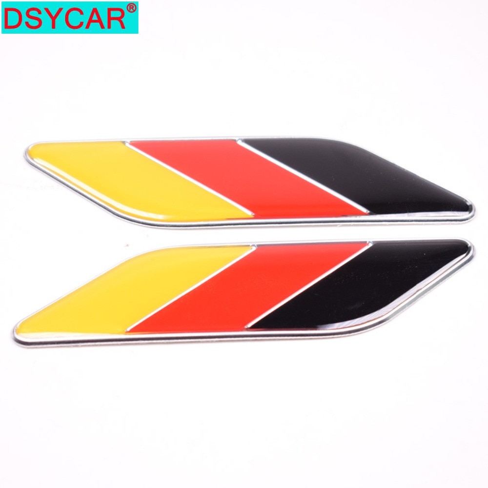 DSYCAR 2Pcs Pair 3D Metal German Flag Car Body Side Fender Rear Trunk