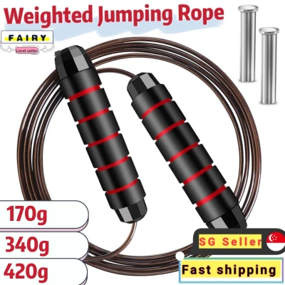 (SG Seller) 2.8m Bearing Weighted Professional Crossfit Jump Rope Tangle-Free Jumping Rope Adjustable Skipping Rope Speed Crossfit Gym Workout Exercise Jumprope