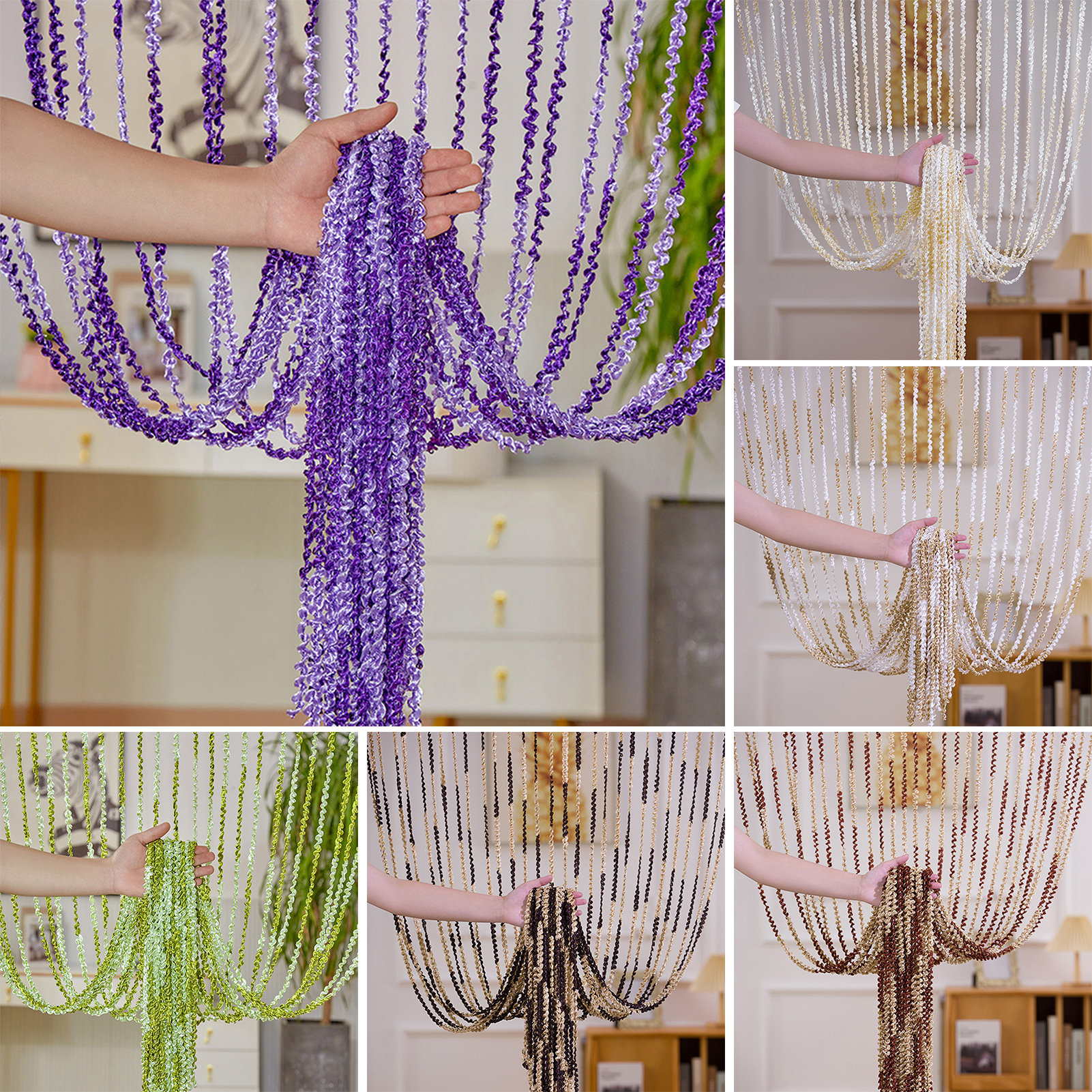 Zhutao Boho Style Door Curtain Exquisite Craftsmanship Curtain Boho Chic Spiral String Door Curtain