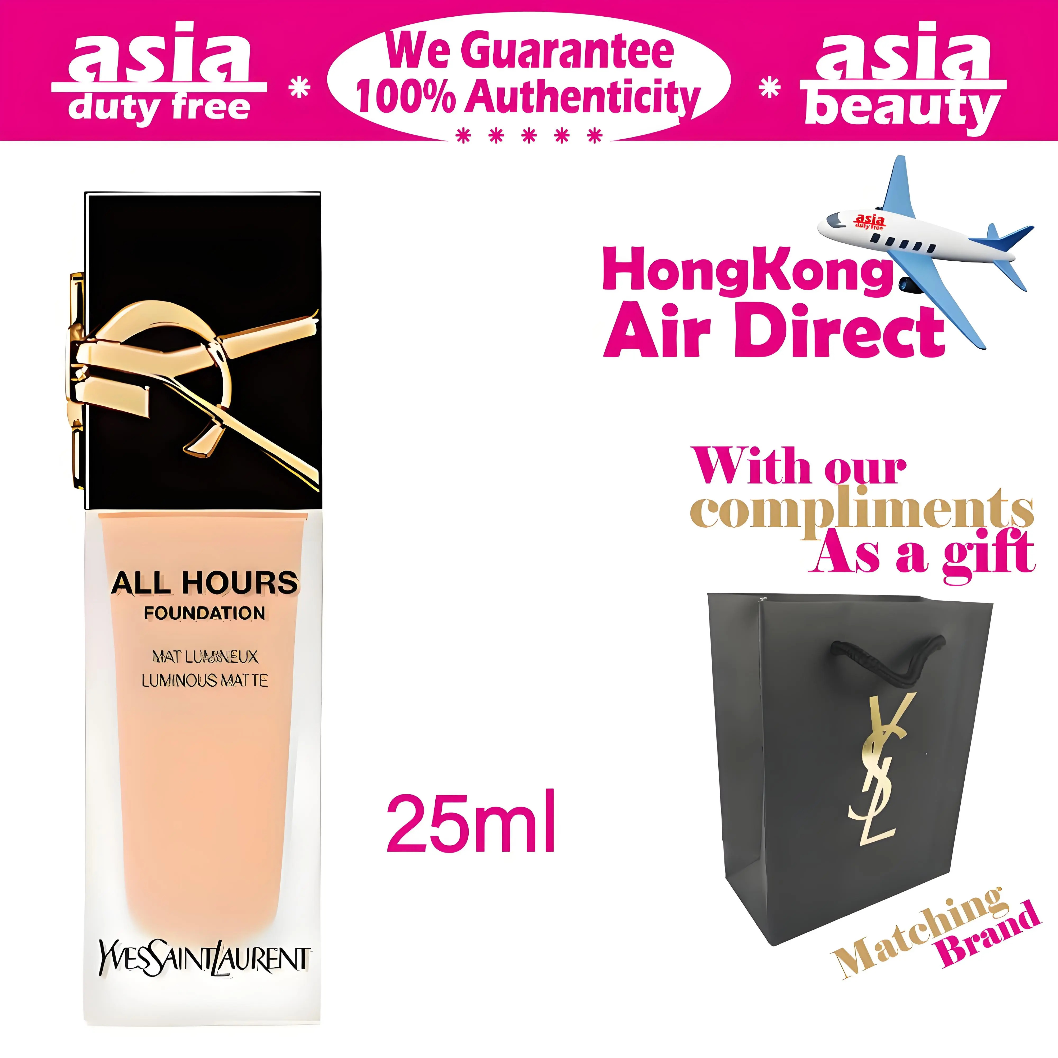 YSL Kem nền mọi giờ của Yves Saint Laurent YSL 25ml-24h phủ đầy đủ mờ kiểm soát dầu kem nền dạng lỏng, bền lâu & chống mồ hôi 【báo】 LC1 LC2 LN1 ln4