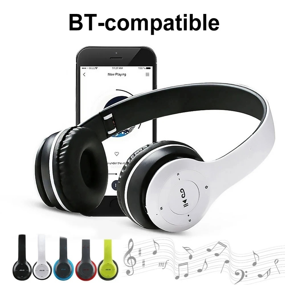 【Eco-friendly】 P47 Wireless Bluetooth Headphone With Microphone Foldable Headsets Bass HiFi Sound Mu