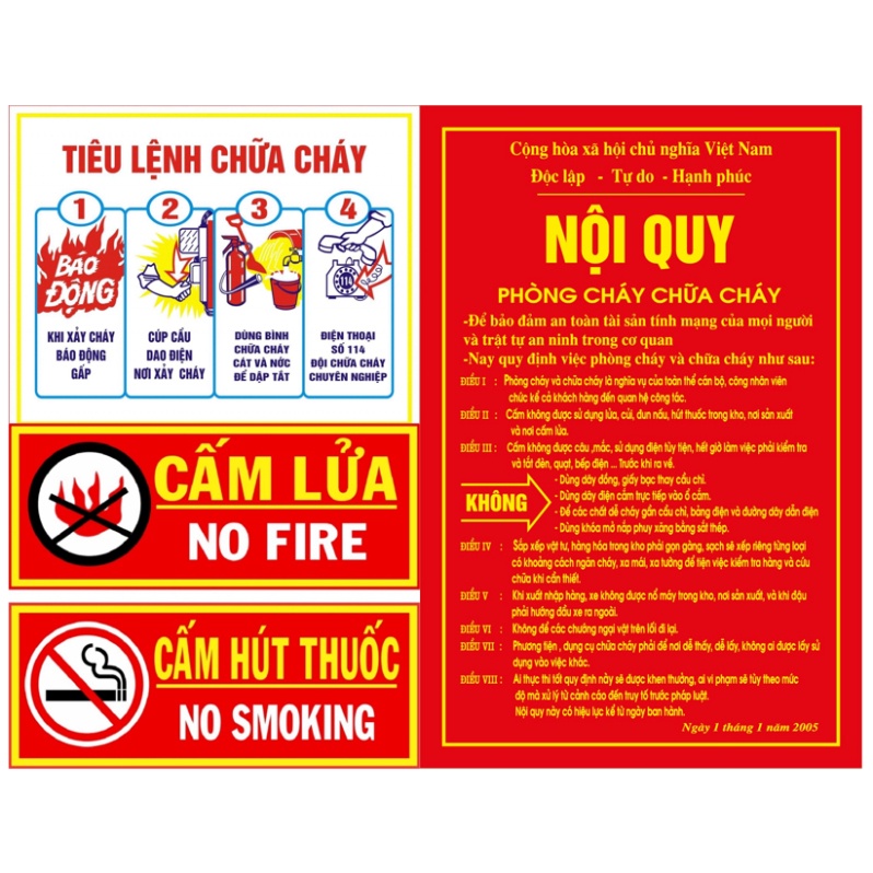 Nội quy, Tiêu lệnh, Cấm lửa, cấm hút thuốᴄ phòng cháy ᴄhữa cháy