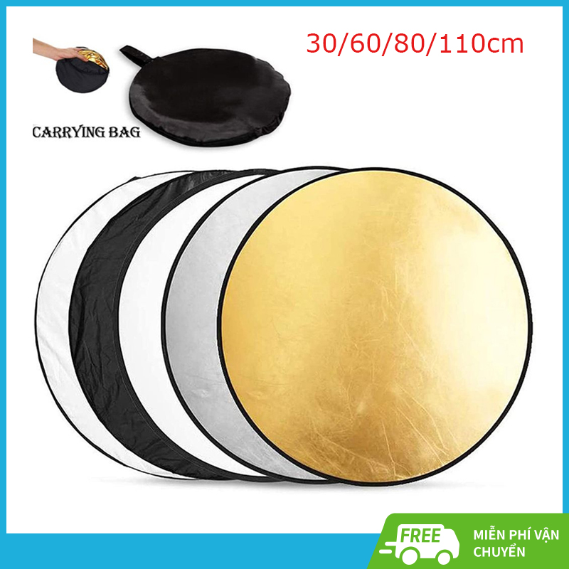 Tấm hắt sáng chụp ảnh 60cm 80cm 110cm Di Động Ngoài Trời 5 trong 1 Photo Studio Light Diffuser Photography Reflector Có thể gập lại
