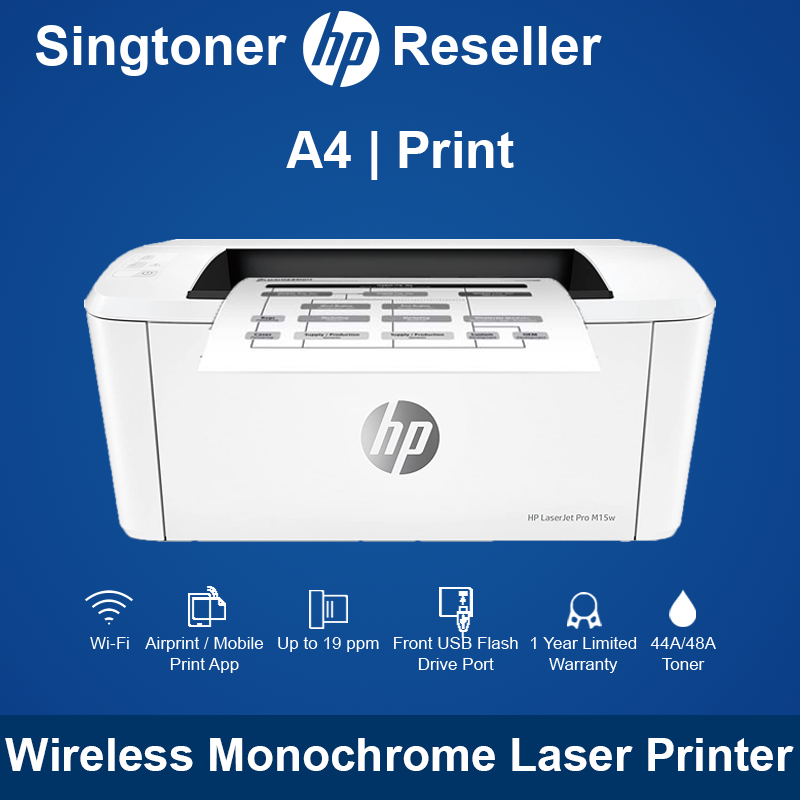 [Local Warranty] HP M15w A4 Wireless Business Monochrome Laser Printer M 15 W M15 W M 15W Singapore