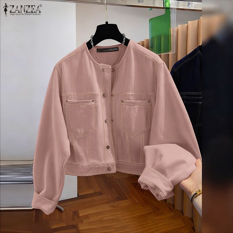 Celmia ZANZEA phụ nữ thời trang dạo phố thời trang tay áo dài túi áo khoác Single-breasted Coat #1117